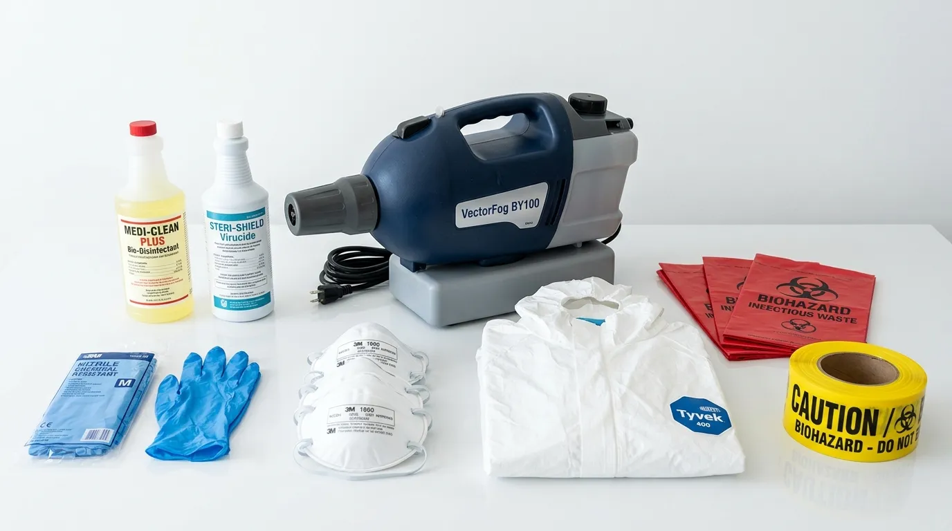 Professional biohazard remediation crew working in Montclair